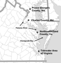 Chesapeake Bay and Potomac River Areas of Maryland and Virginia