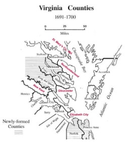 Virginia Counties Around 1700